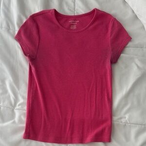 American Eagle Outfitters Fuchsia Ribbed Tee
